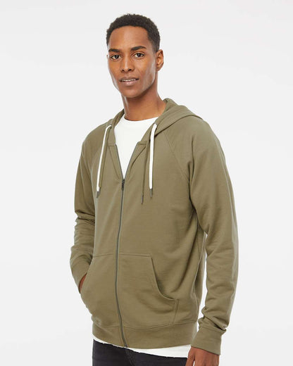 Independent Trading Co. Icon Lightweight Loopback Terry Full-Zip Hooded Sweatshirt SS1000Z #colormdl_Olive