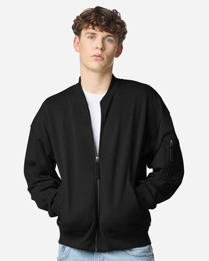 American Apparel Unisex French Terry Bomber Jacket FTJ77 #colormdl_Black
