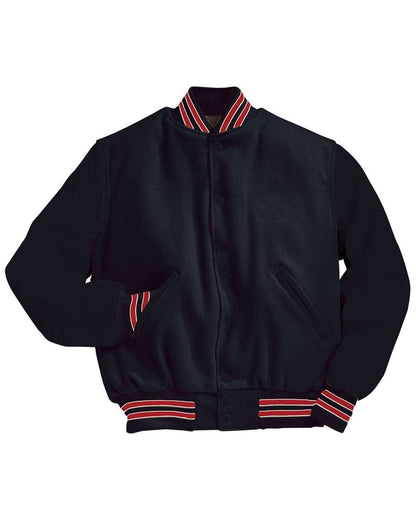 Holloway Men's Varsity Wool Jacket 224183 #color_Black/ Scarlet/ White