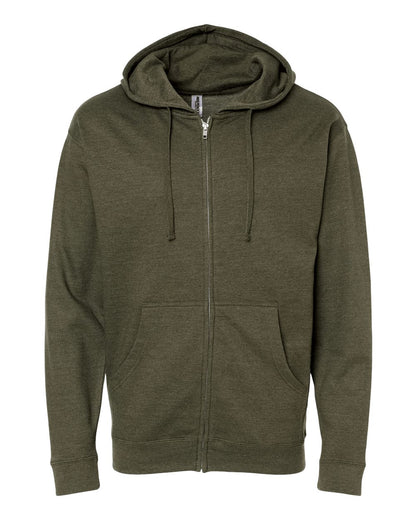 Independent Trading Co. Unisex Midweight Full-Zip Hooded Sweatshirt SS4500Z #color_Army Heather