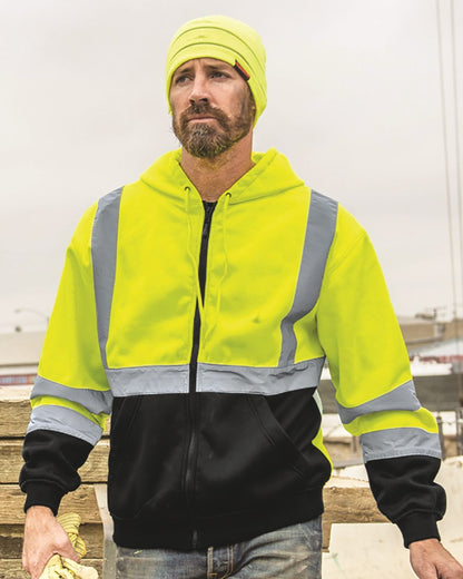 Kishigo Unisex Hi-Vis Full-Zip Hooded Sweatshirt JS102-103 Kishigo Unisex Hi-Vis Full-Zip Hooded Sweatshirt JS102-103