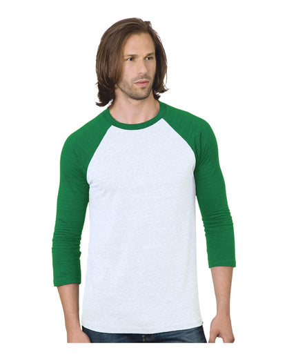 Bayside Triblend Three-Quarter Sleeve Raglan T-Shirt 9525 #color_White/ Kelly