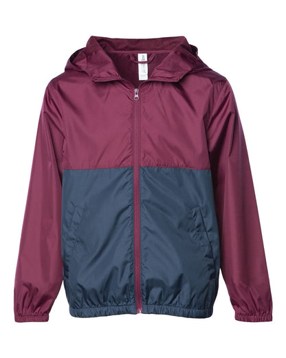 Independent Trading Co. Youth Lightweight Windbreaker Full-Zip Jacket EXP24YWZ #color_Maroon/ Classic Navy