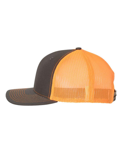 Richardson Snapback Trucker Cap 112 #color_Charcoal/ Orange