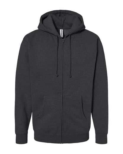 Independent Trading Co. Unisex Heavyweight Full-Zip Hooded Sweatshirt IND4000Z #color_Charcoal Heather