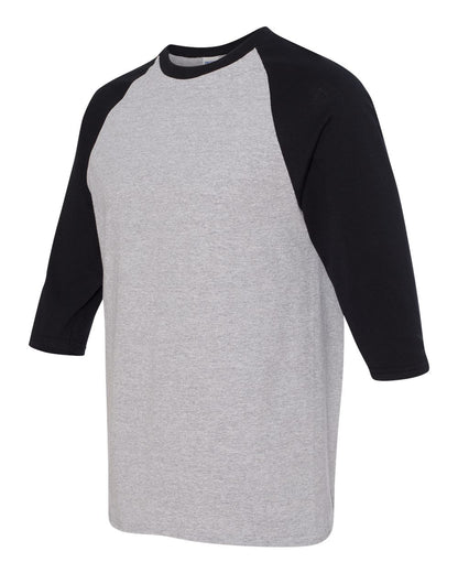 Gildan Unisex Heavy Cotton™ Raglan Three-Quarter Sleeve T-Shirt 5700 #color_Sport Grey/ Black