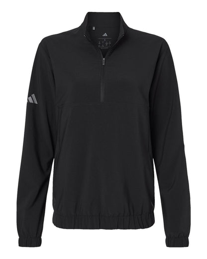 Adidas Women's Stretch Woven Half-Zip Pullover A706 #color_Black