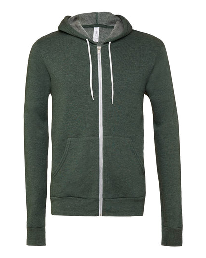 BELLA + CANVAS Sponge Fleece Full-Zip Hoodie 3739 #color_Heather Forest