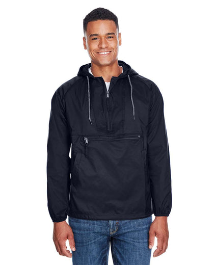 Harriton Unisex Packable Hooded Nylon Jacket M750 #colormdl_Navy