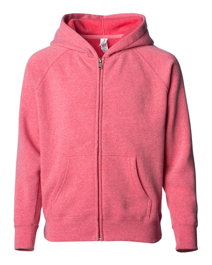 Independent Trading Co. Youth Lightweight Special Blend Raglan Zip Hood PRM15YSBZ #color_Pomegranate