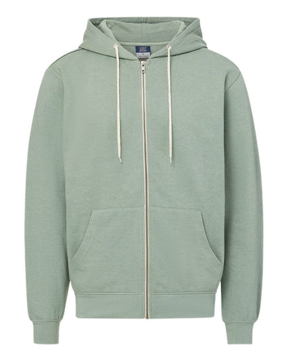 MV Sport Unisex Retro Heather Full-Zip Hooded Sweatshirt 2349 #color_Greenstone