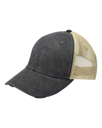Adams Headwear Ollie Distressed Cap OL102 #color_Black/ Tan