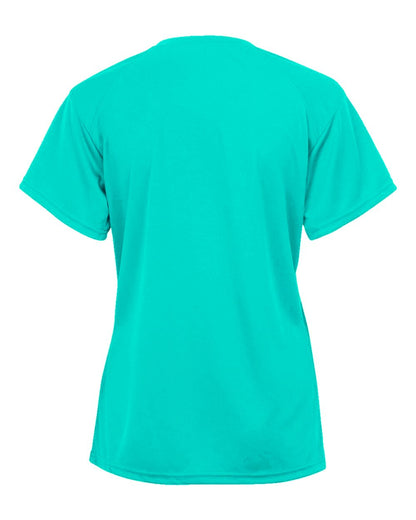 Badger Women’s Triblend Performance V-Neck Short Sleeve T-Shirt 4962 #color_Turquoise