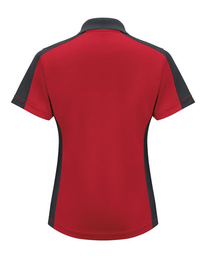 Red Kap Women's Performance Knit Two-Tone Polo SK53 #color_Red/ Charcoal