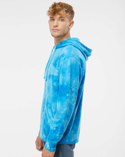 Independent Trading Co. Midweight Tie-Dyed Hooded Sweatshirt PRM4500TD #colormdl_Tie Dye Aqua Blue