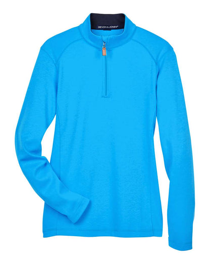 Devon & Jones Women's DRYTEC20™ Performance Quarter-Zip Pullover DG479W #color_Ocean Blue/ Navy/ Ocean Blue