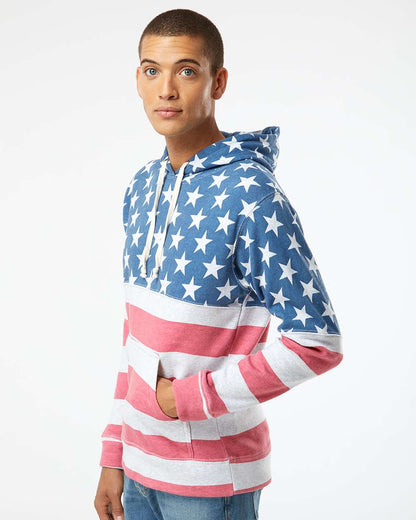 J. America Men's Triblend Fleece Hooded Sweatshirt 8871 #colormdl_Stars &amp; Stripes Triblend