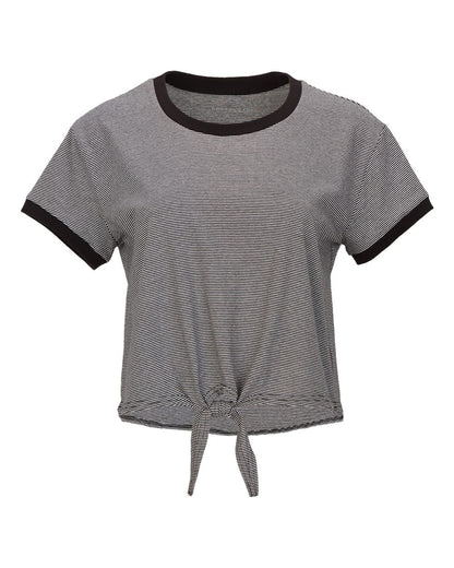 Boxercraft Women's Striped Tie Front T-Shirt BW2107 #color_Black/ White