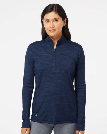 Adidas Women's Lightweight Mélange Quarter-Zip Pullover A476 #colormdl_Collegiate Navy Melange