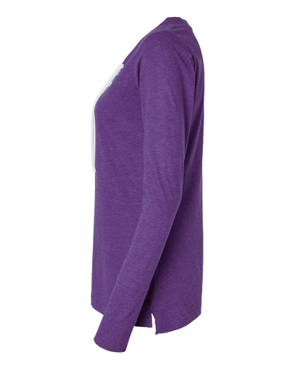 LAT Women's Fine Jersey Lace-Up Long Sleeve T-Shirt 3538 #color_Vintage Purple/ White