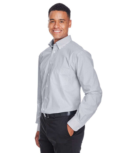Devon & Jones Men's Crown Collection® Banker Stripe Woven Dress Shirt D645 #colormdl_Navy