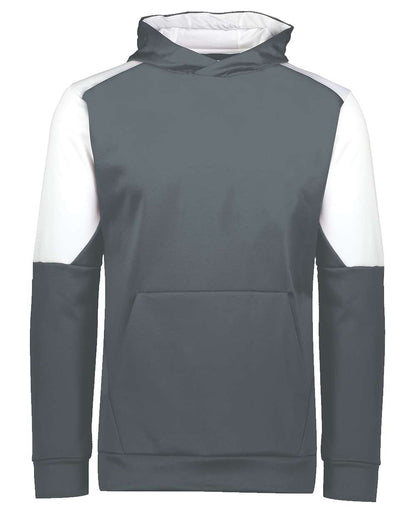 Holloway Youth Blue Chip Hooded Sweatshirt 222640 #color_Iron/ White
