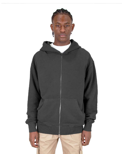 Shaka Wear Men's Garment-Dyed Double-Zip Hooded Sweatshirt SHGDZ #colormdl_Shadow