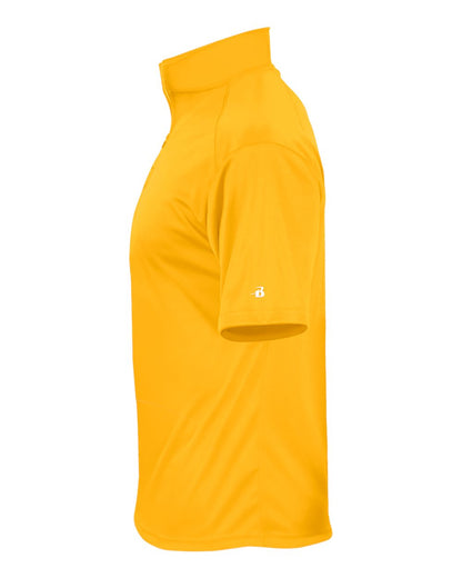 Badger Men's B-Core Short Sleeve Quarter-Zip 4199 #color_Gold/ Graphite