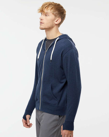 Independent Trading Co. Heathered French Terry Full-Zip Hooded Sweatshirt PRM90HTZ #colormdl_Navy Heather