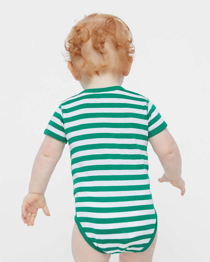 Rabbit Skins Infant Baby Rib Bodysuit 4400 #colormdl_Kelly/ White Stripe