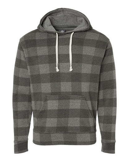 J. America Men's Triblend Fleece Hooded Sweatshirt 8871 #color_Smoke Triblend Buffalo