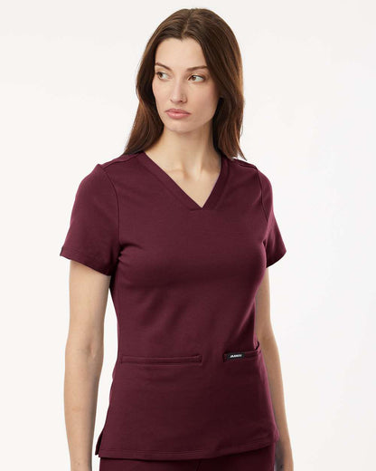 Jaanuu Women's Cesi Ultrasoft Scrub V-Neck Top W30003 #colormdl_Burgundy