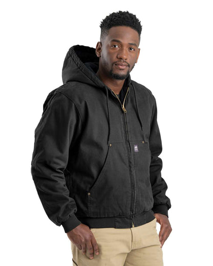 Berne Apparel Men's Heartland Washed Cotton Duck Hooded Jacket HJ375 #colormdl_Black
