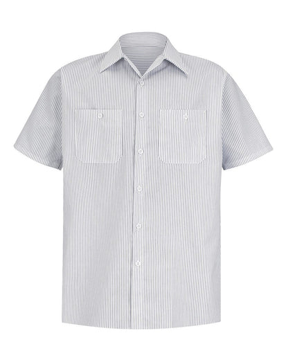 Red Kap Men's Premium Short Sleeve Work Shirt SP20 #color_CW-White/ Charcoal Stripe