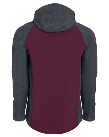 Holloway Men's Raider Hooded Soft Shell Jacket 229157 #color_Carbon Print/ Maroon