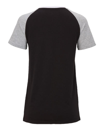 Boxercraft Women's Colorblocked V-Neck T-Shirt BW2204 #color_Black