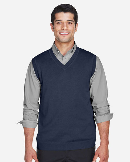 Devon & Jones Unisex V-Neck Sweater Vest D477 #colormdl_Navy