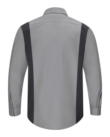 Red Kap Men's Performance Plus Long Sleeve Shirt with OilBlok Technology SY32 #color_Light Grey/ Charcoal