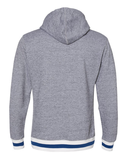J. America Unisex Peppered Fleece Lapover Hooded Sweatshirt 8701 #color_Pepper/ Royal