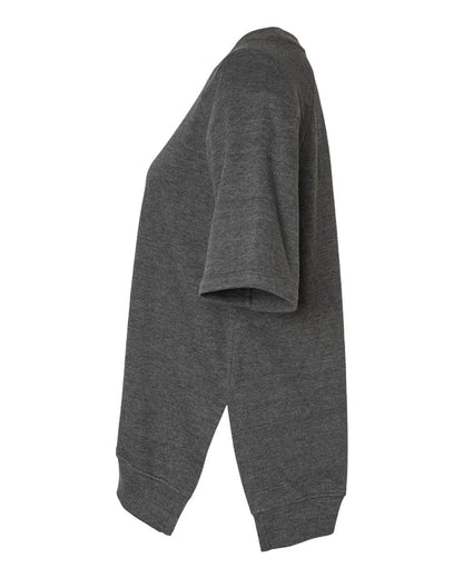 MV Sport Women's French Terry Short Sleeve Crewneck Sweatshirt W23711 #color_Charcoal