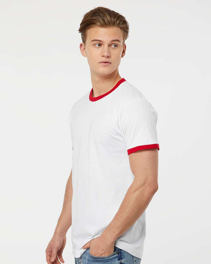 Tultex Fine Jersey Ringer T-Shirt 246 #colormdl_White/ Red