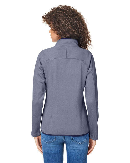CORE365 Women's Venture Heathered Stripe Full-Zip CE72W #colormdl_Classic Navy/ White