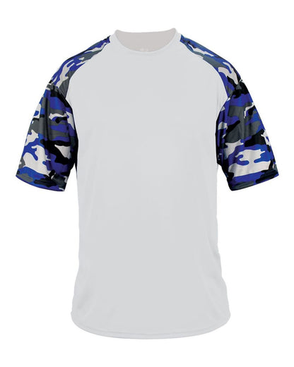 Badger Camo Sport T-Shirt 4141 #color_White/ Royal Camo