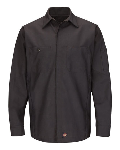 Red Kap Men's Tall Long Sleeve Automotive Crew Shirt SY10T #color_Charcoal