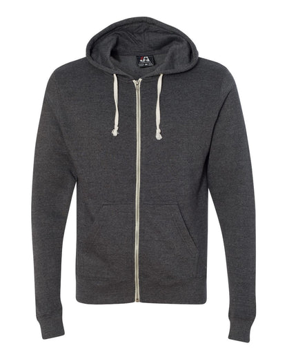 J. America Men's Triblend Full-Zip Hooded Sweatshirt 8872 #color_Black Triblend