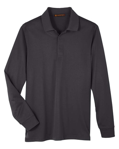 Harriton Men's Advantage Snag Protection Plus IL Long Sleeve Polo M348L #color_Dark Charcoal