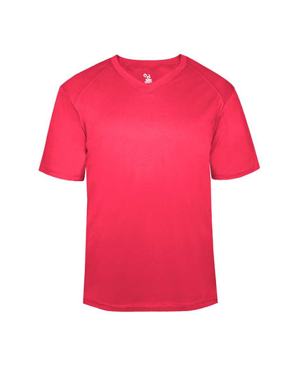 Badger Youth B-Core V-Neck T-Shirt 2162 #color_Hot Coral