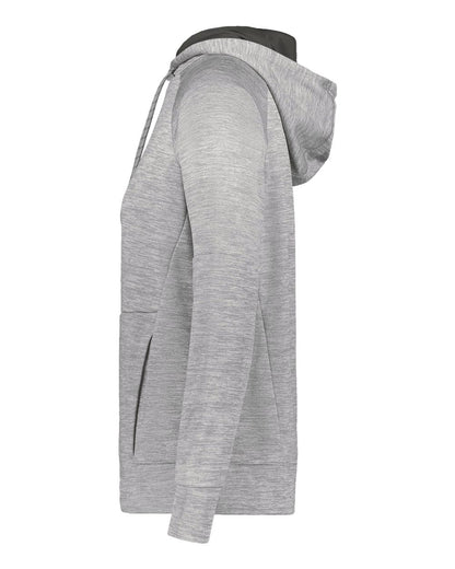 Holloway Women's All-Pro Performance Fleece Hooded Sweatshirt 223780 #color_Athletic Grey Heather/ Iron