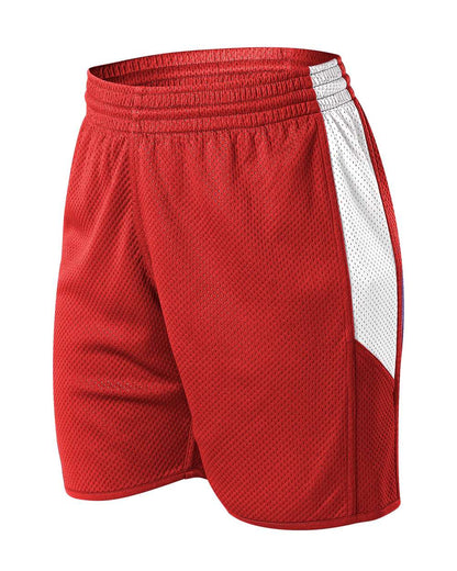 Alleson Athletic Women's Single Ply Reversible Shorts 589PSPW #color_Red/ White