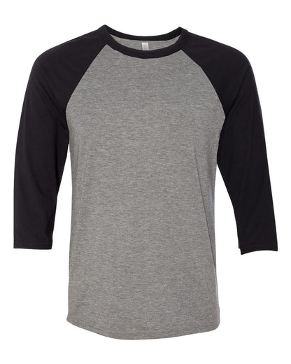 BELLA + CANVAS Unisex Three-Quarter Sleeve Baseball Tee 3200 #color_Deep Heather/ Black